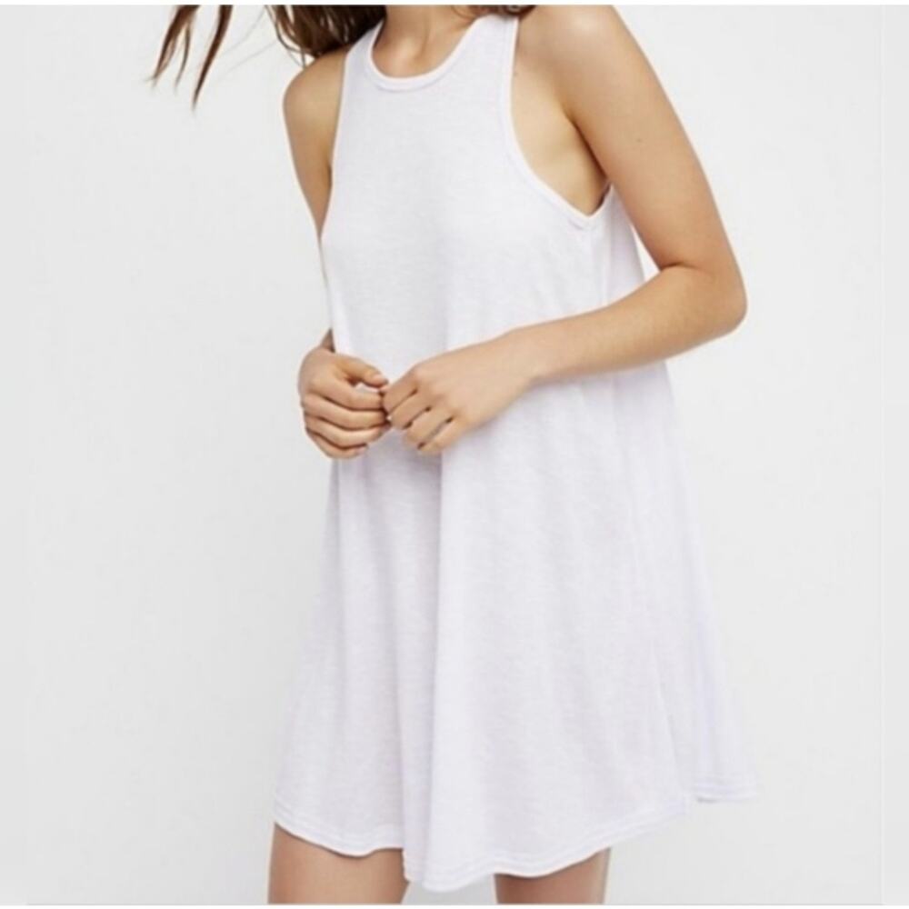 Free People Beach Burnout Ribbed White Cotton Mini Dress XS